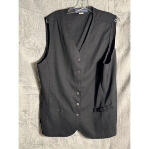 Maggie McNaughton Black Button Front Vest Plus Size 18W V-Neck Made in USA